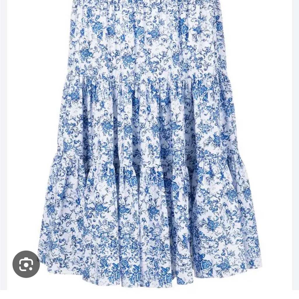 Caroline Constas Blue And White Tiered Midi Skirt